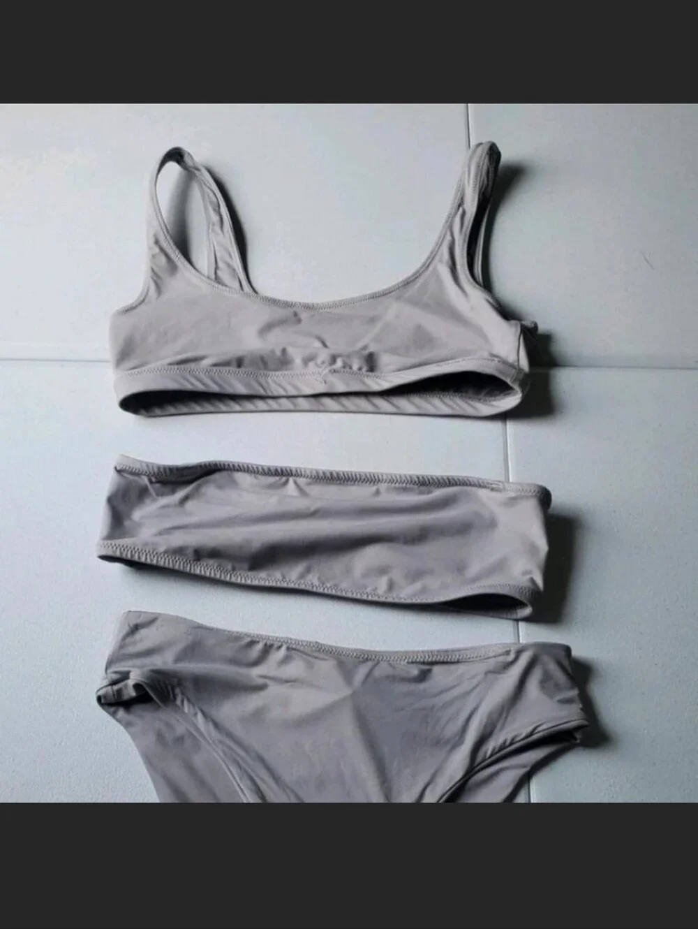 SKIMS Light Gray 3-Piece Swim Set